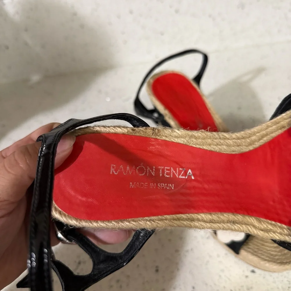 Ramon Tenza Black and Red Floral Espadrilles